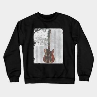 Telecaster With Rustic American Flag Background Crewneck Sweatshirt